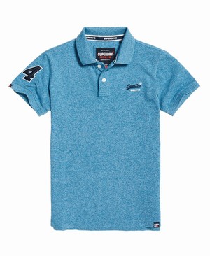 Superdry Classic Pique Férfi Póló Kék | VEDOR8472